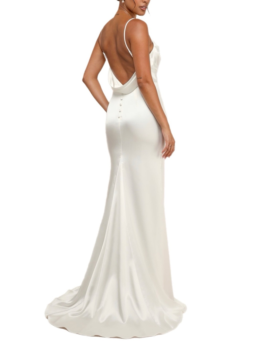 NWT Lulu’s Endearment White Satin Sleeveless Low Back Mermaid Wedding Gown Large
